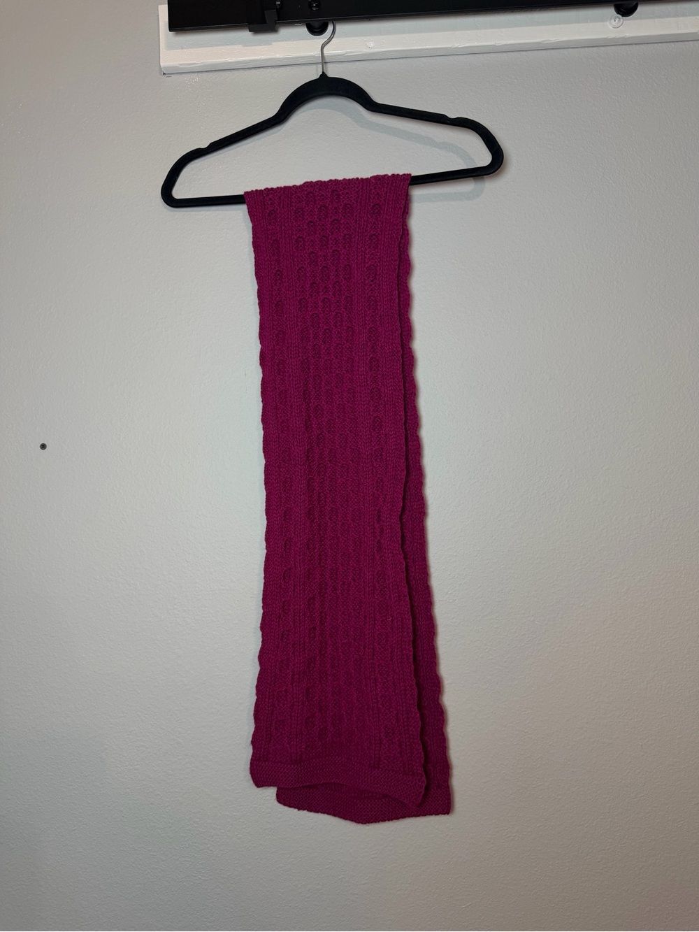 Aran Crafts Ireland Cable Knit Merino Wool Scarf Magenta Pink - Picture 2 of 8